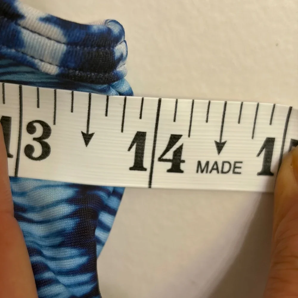 Athleta Girl Festival Tie Dye One‎ Piece Swimsuit Blue Navy XXL 16 Cutout Back